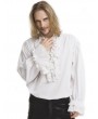 Pentagramme White Retro Gothic Long Sleeve Loose Shirt for Men