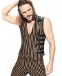 Pentagramme Coffee Striped Steampunk Zipper Vest Top For Men