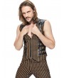 Pentagramme Coffee Striped Steampunk Zipper Vest Top For Men