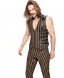 Pentagramme Coffee Striped Steampunk Zipper Vest Top For Men