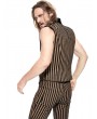 Pentagramme Coffee Striped Steampunk Zipper Vest Top For Men