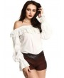 Pentagramme White Steampunk Off-the-Shoulder Long Sleeve Blouse for Women