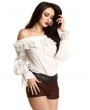 Pentagramme White Steampunk Off-the-Shoulder Long Sleeve Blouse for Women