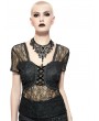 Pentagramme Black Gothic Sexy Lace Short Sleeve Shirt for Women