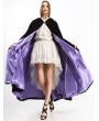 Pentagramme Black and Purple Long Gothic Velvet Hooded Long Cape For Women