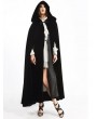 Pentagramme Black Long Gothic Velvet Hooded Long Cape For Women