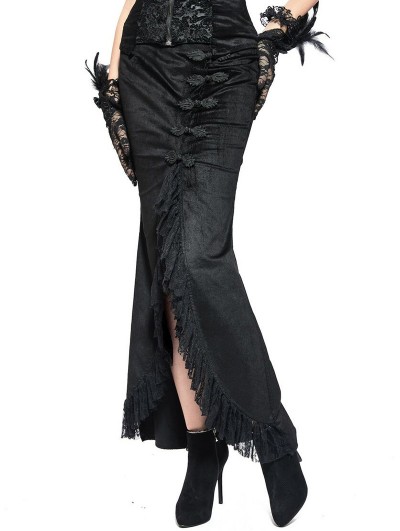 Pentagramme Black Gothic Sexy Velvet Fishtail Long Skirt