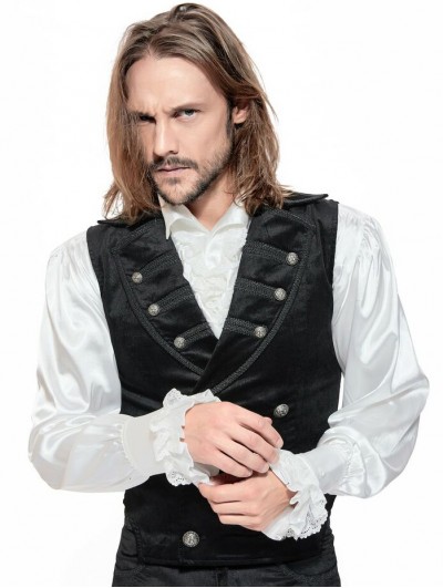 Pentagramme Black Retro Gothic Velvet Waistcoat for Men