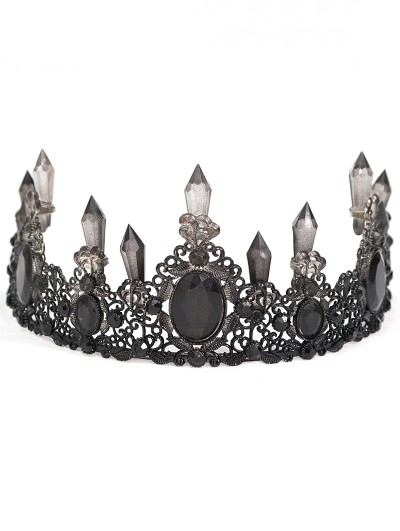 Devil Fashion Black Gothic Retro Dark Queen Style Crown Headdress