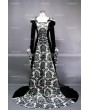 White and Black Velvet Gothic Hooded Medieval Dress