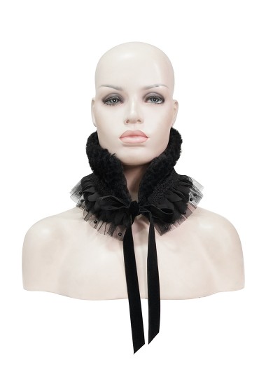 Devil Fashion Black Gothic Faux Fur Warm Collar for Women