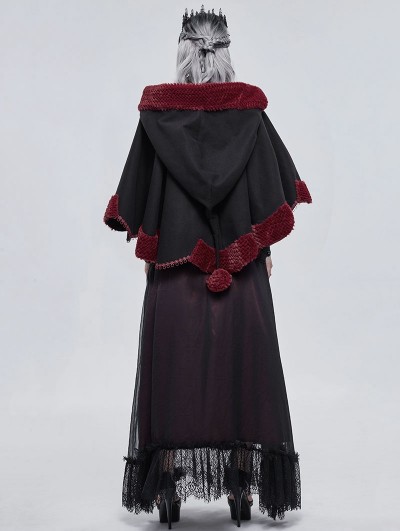 Devil Fashion Black and Red Retro Gothic Short Hooded Cloak Devil Fashion Black and Red Retro Gothic Short Hooded Cloak