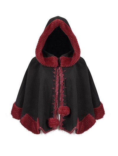 Devil Fashion Black and Red Retro Gothic Short Hooded Cloak