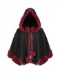 Devil Fashion Black and Red Retro Gothic Short Hooded Cloak for Women