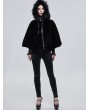 Devil Fashion Black Gothic Faux Fur Winter Warm Hooded Short Cape Coat for Women