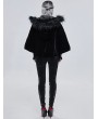 Devil Fashion Black Gothic Faux Fur Winter Warm Hooded Short Cape Coat for Women