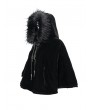 Devil Fashion Black Gothic Faux Fur Winter Warm Hooded Short Cape Coat for Women