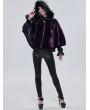 Devil Fashion Purple Gothic Faux Fur Winter Warm Hooded Short Cape Coat for Women