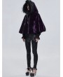 Devil Fashion Purple Gothic Faux Fur Winter Warm Hooded Short Cape Coat for Women