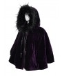 Devil Fashion Purple Gothic Faux Fur Winter Warm Hooded Short Cape Coat for Women