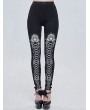 Devil Fashion Black and White Gothic Patterned Long Legging for Women