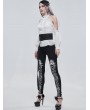 Devil Fashion Black and White Gothic Patterned Long Legging for Women