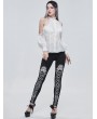 Devil Fashion Black and White Gothic Patterned Long Legging for Women