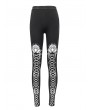 Devil Fashion Black and White Gothic Patterned Long Legging for Women