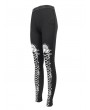 Devil Fashion Black and White Gothic Patterned Long Legging for Women