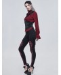 Devil Fashion Black and Red Gothic Patterned Long Legging for Women