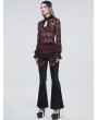 Devil Fashion Black and Red Gothic Striped Long Flared Pants for Women