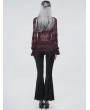 Devil Fashion Black and Red Gothic Striped Long Flared Pants for Women