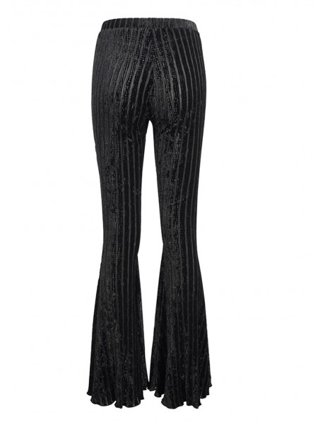 Devil Fashion Black and Red Gothic Striped Long Flared Pants for Women ...