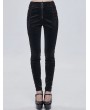 Devil Fashion Black Gothic Jacquard Long Slim Pants for Women