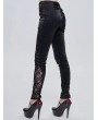 Devil Fashion Black Gothic Jacquard Long Slim Pants for Women