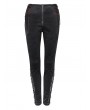 Devil Fashion Black Gothic Jacquard Long Slim Pants for Women