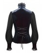Devil Fashion Blue Retro Gothic Velvet Long Sleeve Blouse for Women