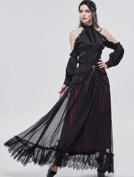 Devil Fashion Black and Red Vintage Gothic Long Prom Party Skirt ...