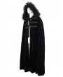 Devil Fashion Black Gothic Winter Warm Long Hooded Faux Fur Cloak for Men