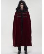 Devil Fashion Red Gothic Winter Warm Long Hooded Faux Fur Cloak for Men