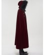 Devil Fashion Red Gothic Winter Warm Long Hooded Faux Fur Cloak for Men