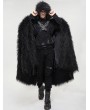 Devil Fashion Black Gothic Punk Winter Warm Faux Fur Long Hooded Cape for Men