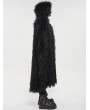 Devil Fashion Black Gothic Punk Winter Warm Faux Fur Long Hooded Cape for Men