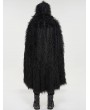 Devil Fashion Black Gothic Punk Winter Warm Faux Fur Long Hooded Cape for Men