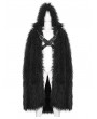 Devil Fashion Black Gothic Punk Winter Warm Faux Fur Long Hooded Cape for Men