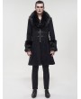 Devil Fashion Black Vintage Gothic Faux Fur Mid Length Winter Warm Coat for Men