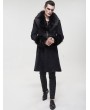 Devil Fashion Black Vintage Gothic Faux Fur Mid Length Winter Warm Coat for Men