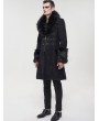 Devil Fashion Black Vintage Gothic Faux Fur Mid Length Winter Warm Coat for Men