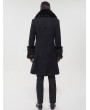 Devil Fashion Black Vintage Gothic Faux Fur Mid Length Winter Warm Coat for Men
