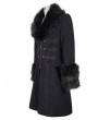 Devil Fashion Black Vintage Gothic Faux Fur Mid Length Winter Warm Coat for Men